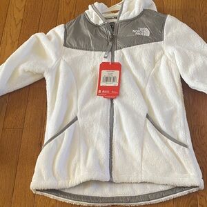 The North Face White and Gray Hooded Fleece